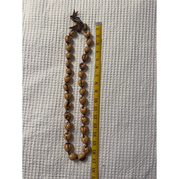 Brown Beige Beaded Long Necklace Bow Tie Tribal Boho Bohemian - Picture 4 of 4